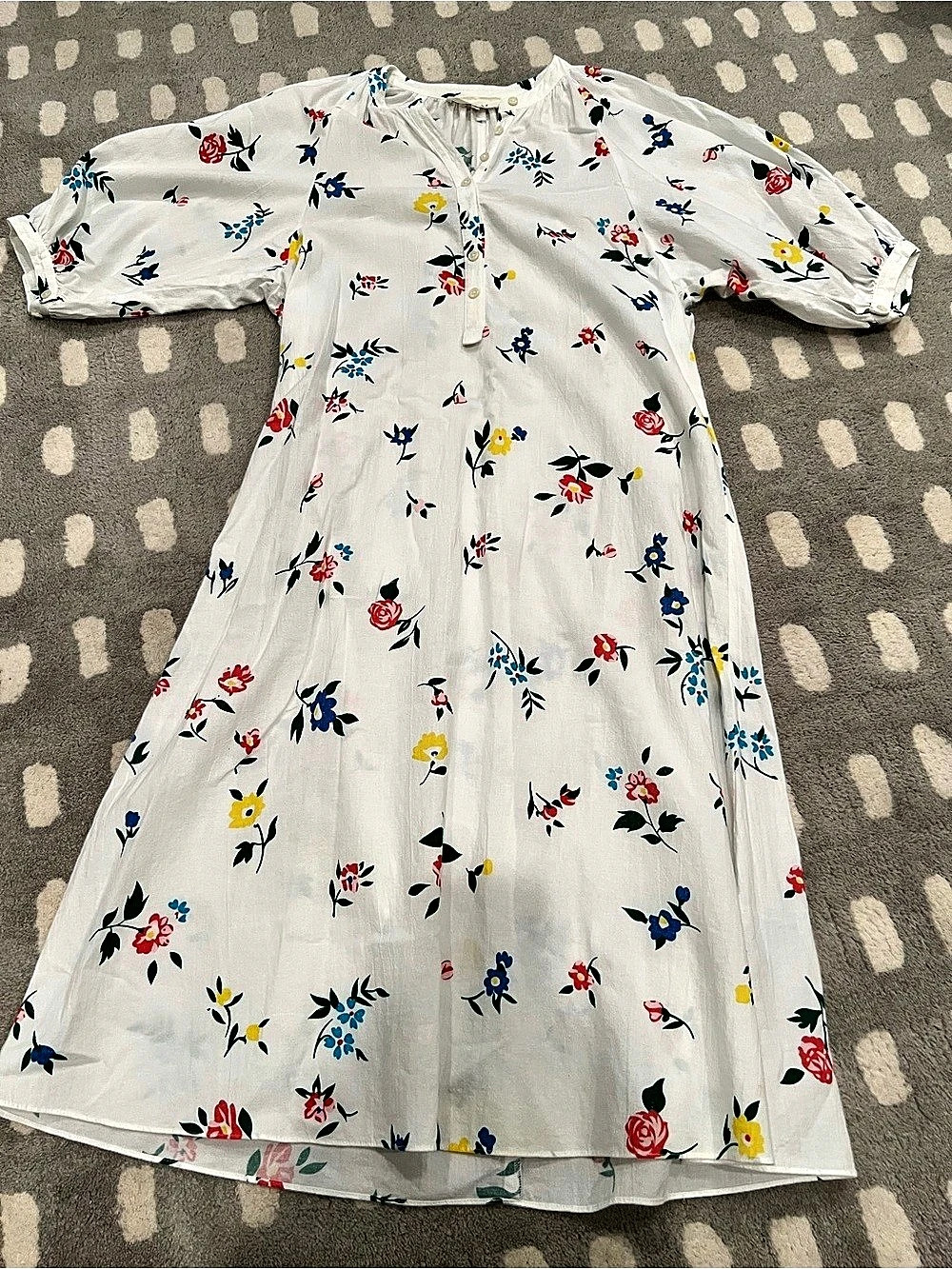 The Great. Floral Dress in White Like New